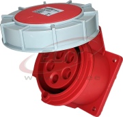 PM Industrial Flange Socket, 3P+N+E 32A 415VAC, straight, IP67, MaxPro, red