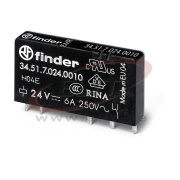 Ultra-Slim EM PCB Relay 34.51., 1CO (SPDT) 6A 250VAC, cv 60VDC sensitive, W5mm, PCB mount/ TS35