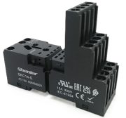 Relay Socket SKC14-E ^SK4P ^SK36F, 4P 10A 300V, one-sided screw clamp, RKE 4CO relays, incl. plastic retaining clip ^marker, TS35, UL/TÜV/CE