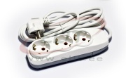 Multi-Outlet Extension Quattro, 3x 2P+E Schuko 3600W 16A 250VAC, 3m cable 3x 1.5mm², white