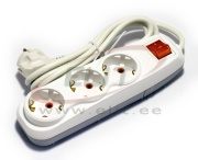 Multi-Outlet Extension Quattro, 3x 2P+E Schuko 3600W 16A 250VAC, switch, 2m cable 3x 1.5mm², white