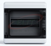 SM Distribution Box Vortex, 8M, 1500VAC/DC, PEN 8^8, 209x215x98mm, PC/ABS, -25..60°C, UV-stable, HF, cl. II, IP65 IK10, Maxpro, transparent^grey