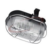 Luminaire OVAL 100, 75W E27, black PP, transparent glass cover, steel mesh, IP44, MaxPro