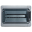 SM Distribution Box Plexo³, 18M, 63A 400VAC, PEN 17^17, reinforced polystyrene ^PC, -25..40°C, incl. 14 cable glands, UV-stable, HF, cl. II, IP65 IK09, transparent^grey