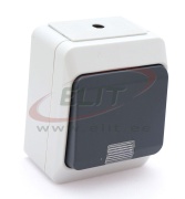 SM Switch Nortic, push button w. indicator light, 10A 250VAC, plug-in clamp, IP44, grey