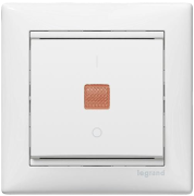 Switch Valena, mech.| 1way ^ill., 10A 250VAC, spring clamp, white