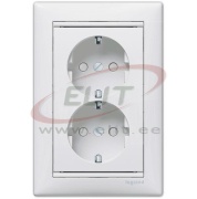 Socket Valena, 2x 2P+E Schuko w. shutters, 16A 250VAC, 2.5mm² screw clamp, incl. frame, mount in 1gang Ø60mm box, white