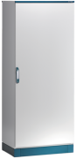 Cabinet E MOX, 600Wx2000Hx400D, monobloc, plain door, rear panel, mounting plate, 4point locking w. ø3mm double bar locking system, cable entry bottom plates, seal, C3M| epoxy resin layer, IP66 IK10, NEMA12, ocean blue, grey