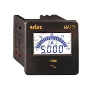 Digital Ammeter MA201, 4digits LCD, analog bargraph indication, 1Ø-2wire, input 50mA..5AAC (5..5000), cl. 0.5, sv 240VAC ±20%, ■76x76/ □68x68mm, IP65