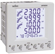 Digital Multifunction Meter MFM384, 1p2w/3p3w/3p4w, input 1/5A 100V (10kA/V)/ 1/5A 100..500VAC, prog. CT/PT, V/A/P/PF/Wp/Wq/Ws, pulse output, RS485, ModBus RTU, 4x4, 8digits LCD w. backlight, sv 100..230VAC, ■99x99/□92x92, IP65