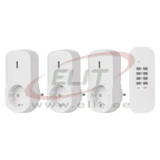 Remote controlled sockets (3pcs) 2P+E Schuko max 13A 3000W 230VAC, IP20, with remote controller 433.92MHz up to 30m, set 1x CR2032, white, Emos