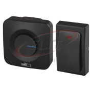 Wireless Door Chime P5729B, 36-melodies |90dB, socket 230VAC |up to 180m battery-free button IP44, black, Emos