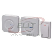 Wireless Door Chime P5731, 36-melodies |2pcs x 90dB, socket 230VAC |up to 180m battery-free button IP44, white, Emos