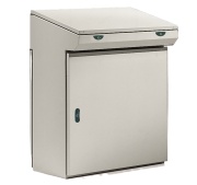 Control Desk SBA, 800Wx1000Hx400D, rear, front doors, upper panel, TS35, gas springs, mounting plate, adj. cable entry, doors w. ø3mm double bar closing system, CE/UL, IP55 IK10, NEMA12, grey