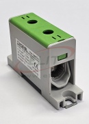Universal Terminal Block Al/Cu TBA, 1P (2holes) 35-95mm² 220/245A 1000VAC/1500VDC, 35mm DIN-rail, panel mount, green