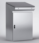 Stainless Steel Monobloc Control Desk ZBX, 600Wx1000Hx400D, blank door, mounting plate, lever-operated double bar locking w. 3mm double-bit insert, cable entry bottom plates, seal, AISI 304L, CE/EX/TÜV/RINA/UL/EAC/RoHS, IP55 IK10, Nema12