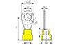 Ring Terminal w. Collar R 4.3 g, 4..6mm² M4, ø4.3 L25.5, -25..75°C, PVC, 100pcs/pck, yellow