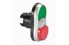 Push-button Osmoz, twin touch head| green I ^red O projecting, ø22.5mm, metal bezel, IP66/69K