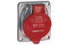 Panel Mount Socket Hypra, 3P+E 32A 415VAC, inclined, metal, IP44