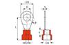 Ring Terminal w. Collar R 6.4 r, 0.5..1.5mm² M6, ø6.4 L26.8, -25..75°C, PVC, 100pcs/pck, red