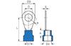 Ring Terminal w. Collar R 6.4 b, 1.5..2.5mm² M6, ø6.4 L27, -25..75°C, PVC, 100pcs/pck, blue