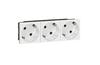 Socket Mosaic, mech.| 3x 2P+E 45° ^ shutters, 16A 250VAC, spring clamp, 6M, white