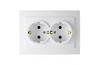 Socket Touran, comp.| 2x 2P+E Schuko, 16A 250VAC, flush mount, w. frame, Nilson, white