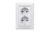 Socket Valena, 2x 2P+E Schuko, 16A 250VAC, 2.5mm² screw clamp, incl. frame, mount in 1gang Ø60mm box, white